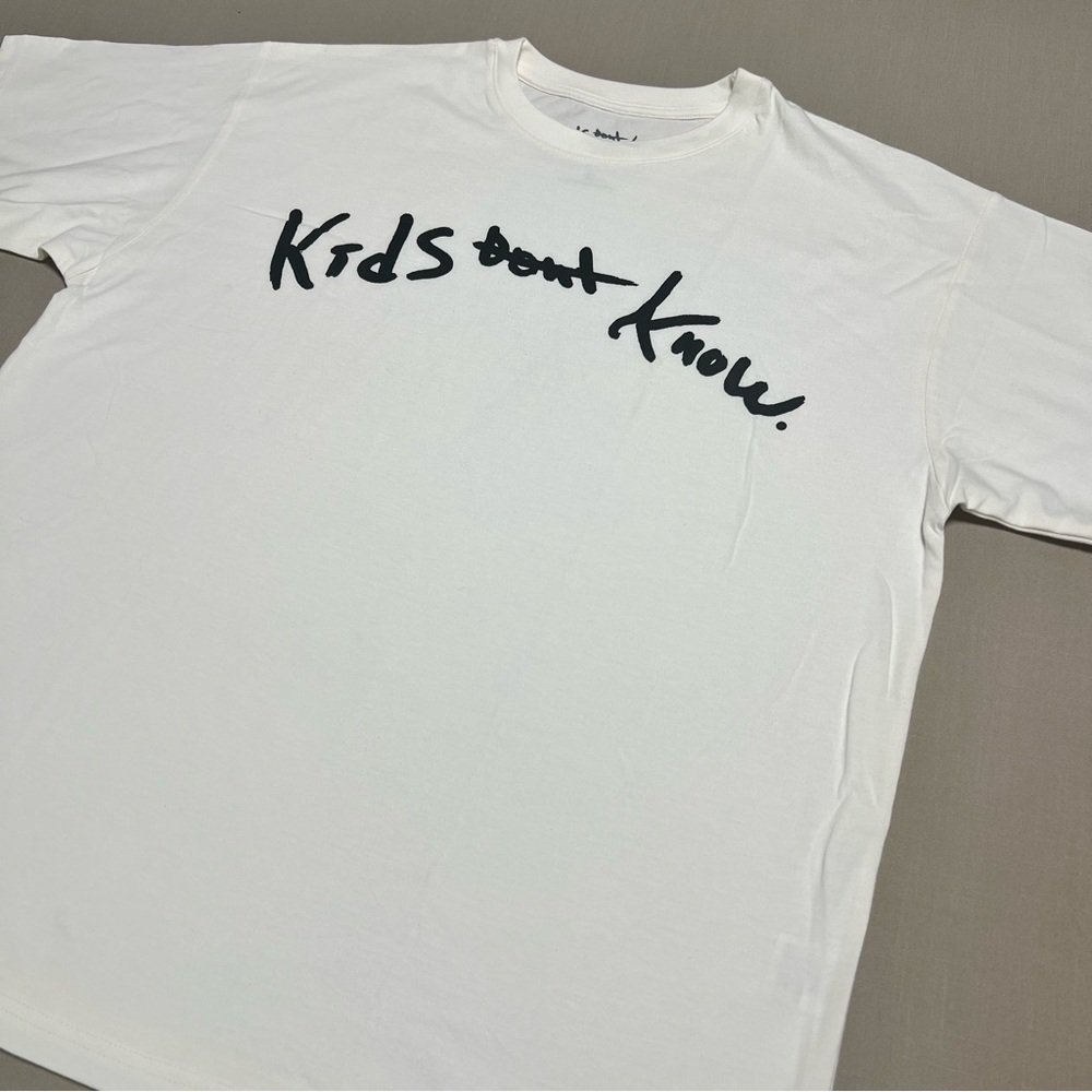 Kids Dont Know Graphic Logo T-Shirt White Organic Cotton Men’s Size Large - Picture 2 of 9